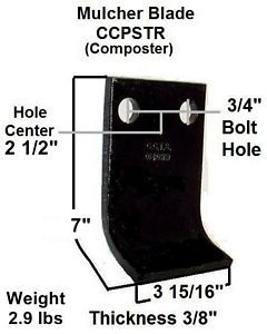 a picture of a mulcher blade with measurements