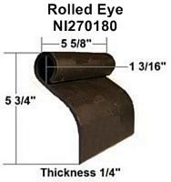 a picture of a rolled eye with measurements and thickness .