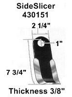 a picture of a side slicer with measurements and thickness .