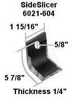 a picture of a side slicer with measurements and thickness .