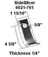 a black and white drawing of a side slicer with a hole in the middle .