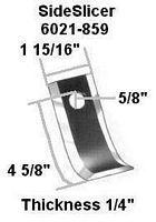a black and white drawing of a side slicer with measurements and thickness .