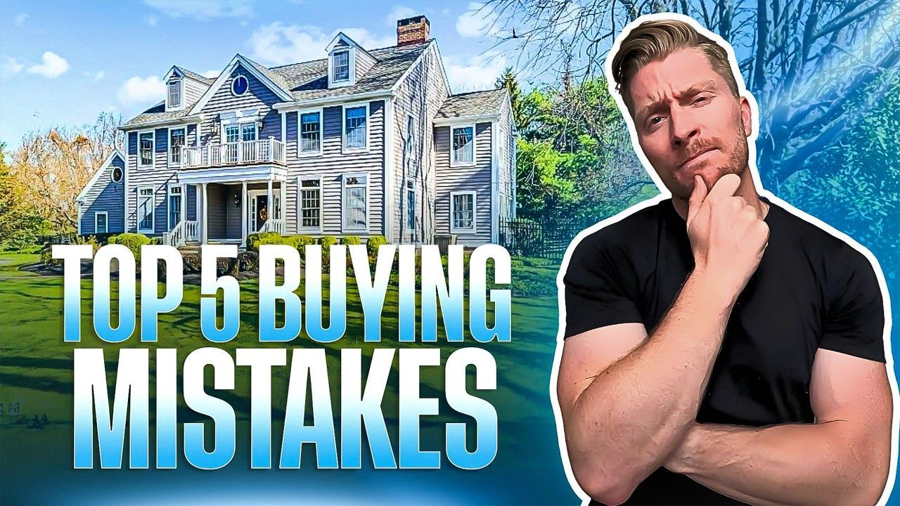 A man with a pensive expression stands before a house, with the text 