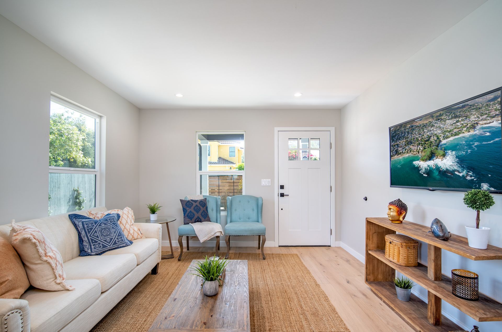 The spacious living room interior of an accessory dwelling unit (ADU) granny flat in Los Angeles, CA.
