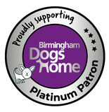 A circular badge with a purple center reading 