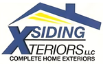 The logo for x siding exteriors llc complete home exteriors