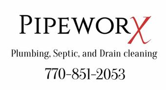 A logo for pipeworx plumbing septic and drain cleaning