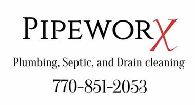 A logo for pipeworx plumbing septic and drain cleaning