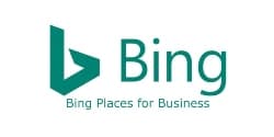 The bing logo is green and white and says bing places for business.