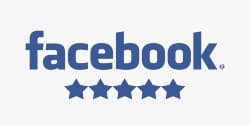 A facebook logo with four stars on it on a white background.