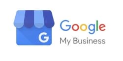 The google my business logo is a picture of a store with a awning.