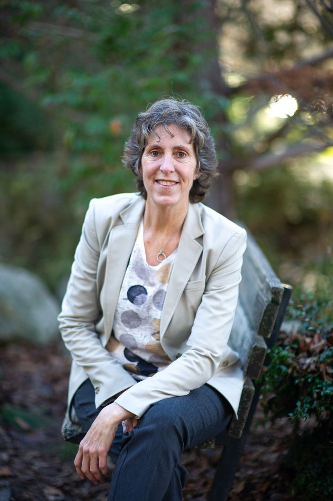 Denise Krause sitting on a park bench