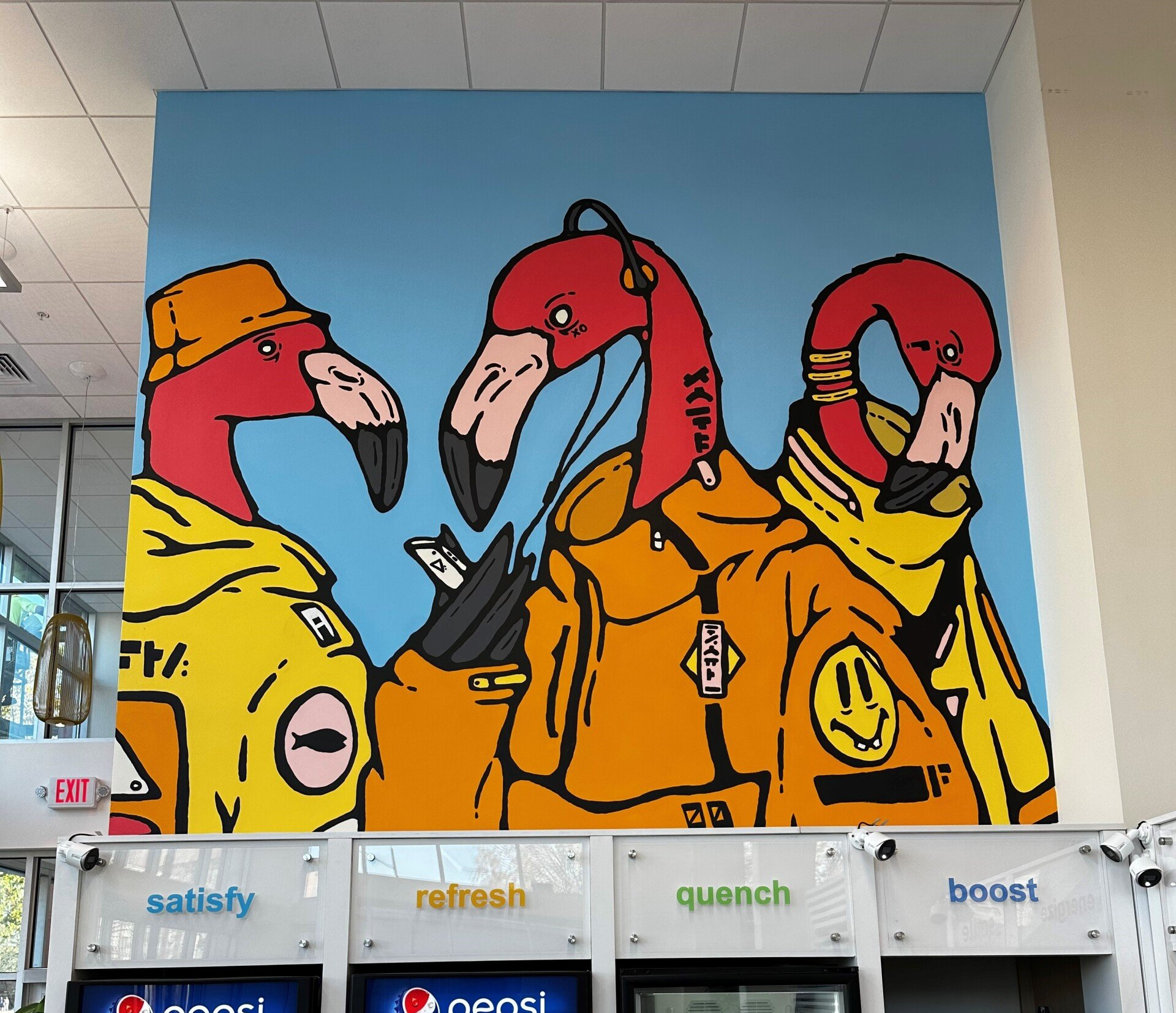 Mural of Flamingos by Cameron Raab