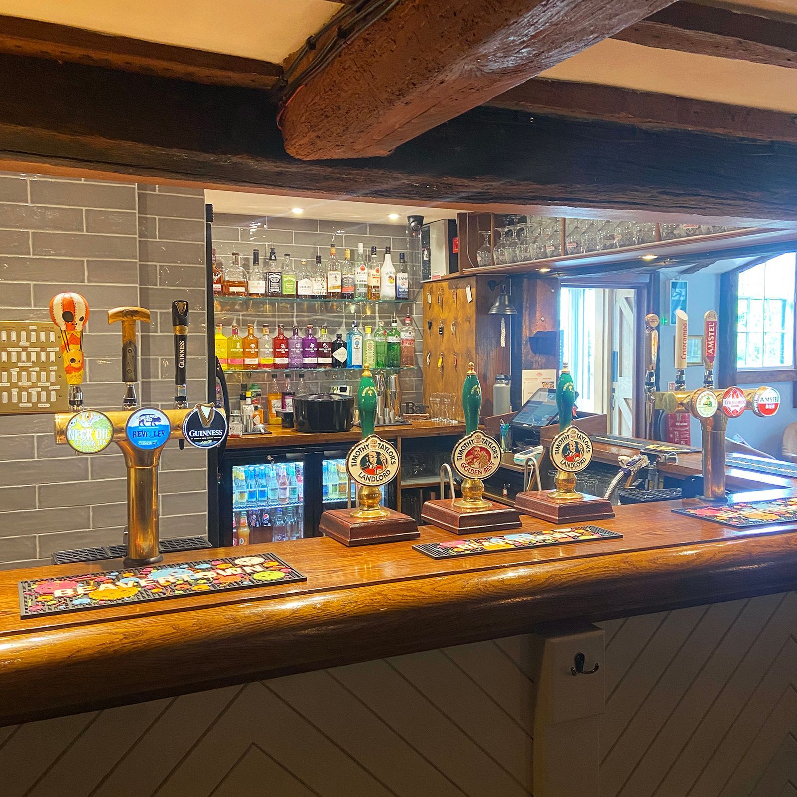 The Fox and Hounds bar, draught beers 2024