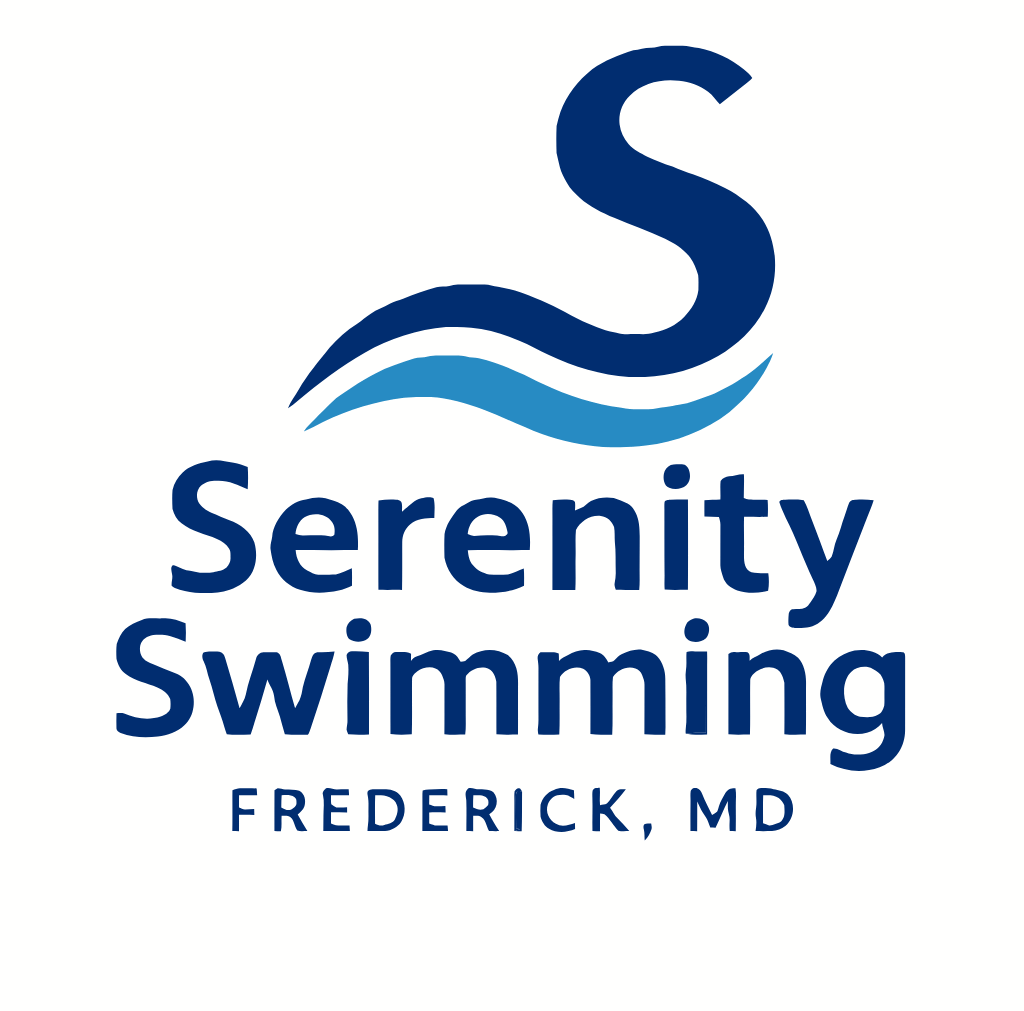 A logo for serenity swimming frederick md