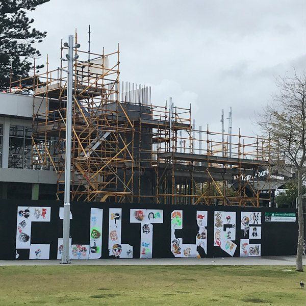 A building under construction with the word clutch written on it
