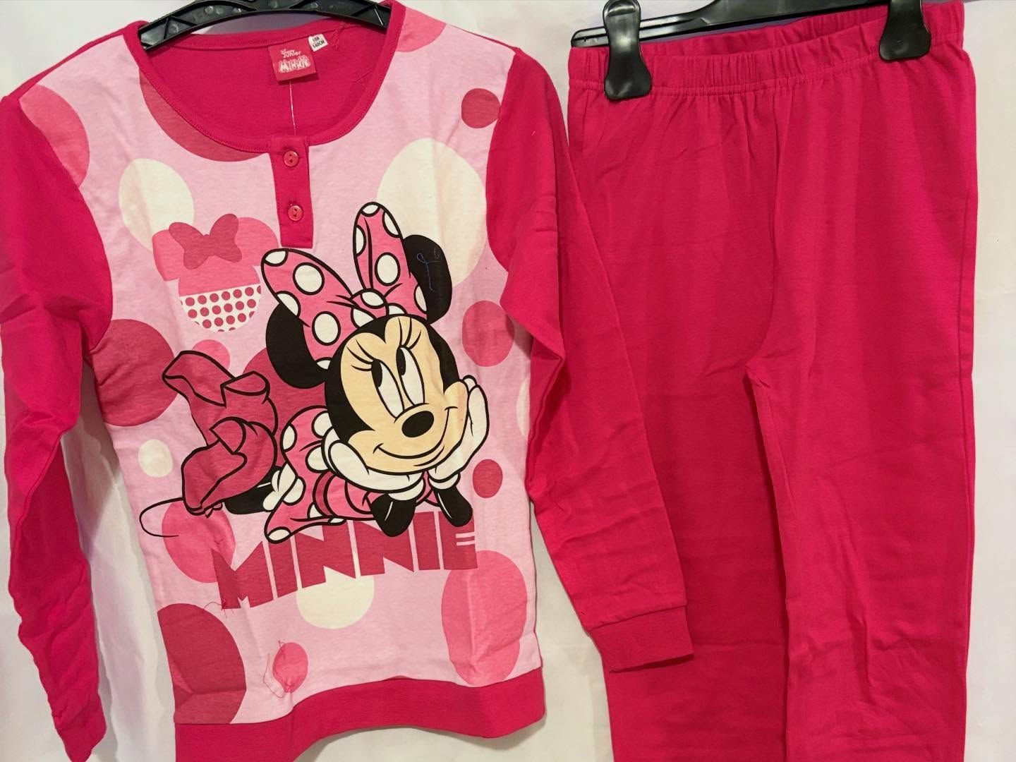 Pigiama rosa di Minnie Mouse con maglia a maniche lunghe e pantaloni.