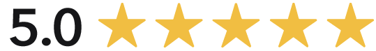 A row of five yellow stars on a white background.