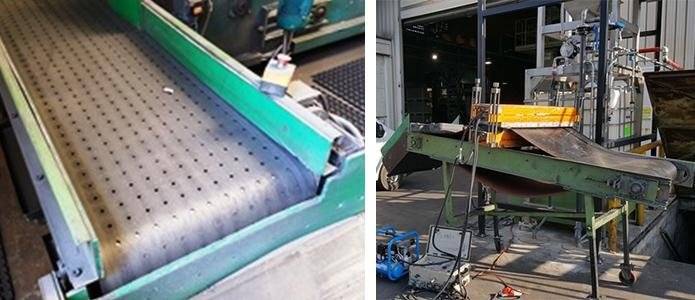 nastro trasportatore per materiale metallico