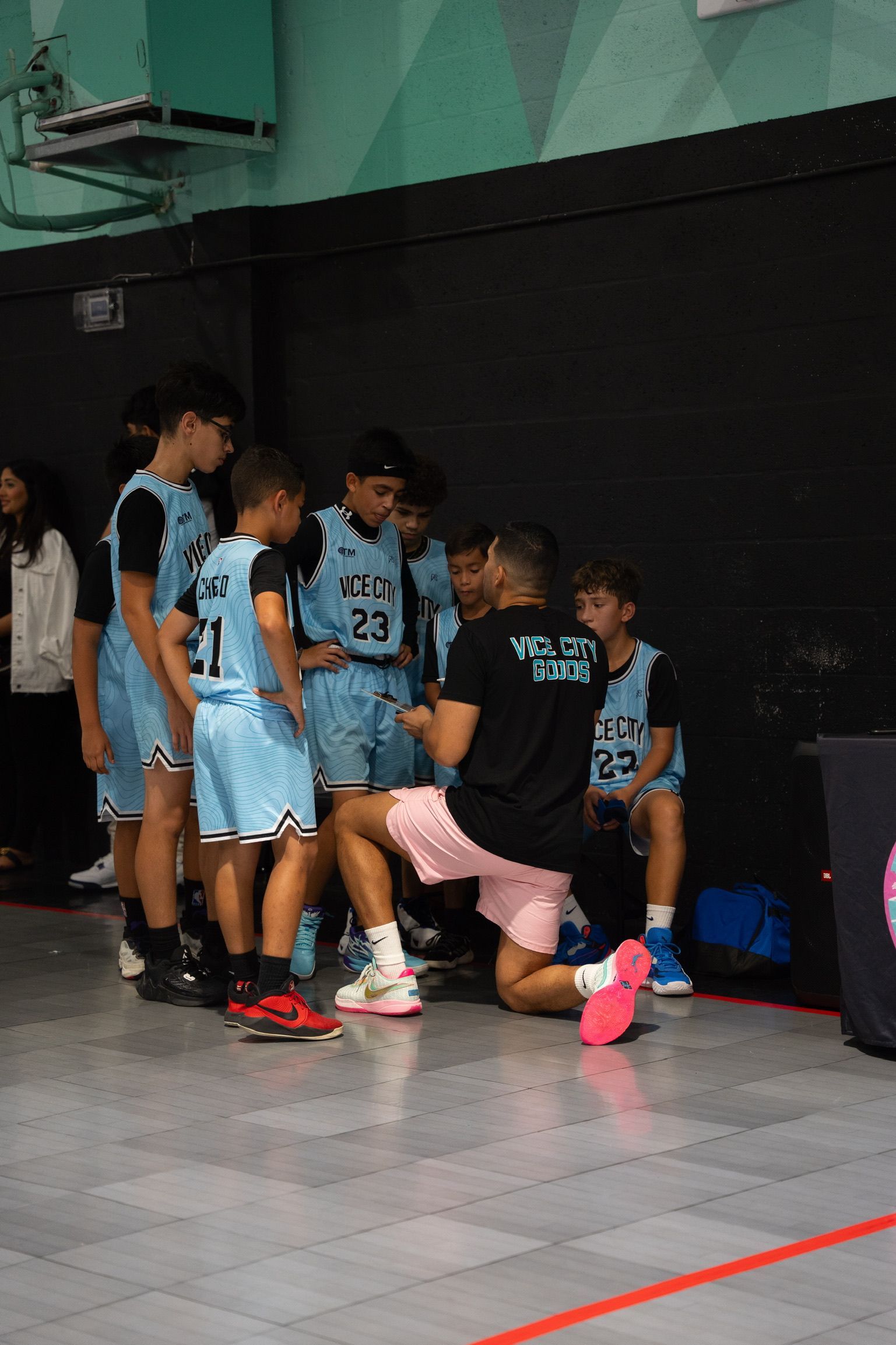 Elite kids and youth basketball academy during practice and training in the community of Kendall near Miami, FL.