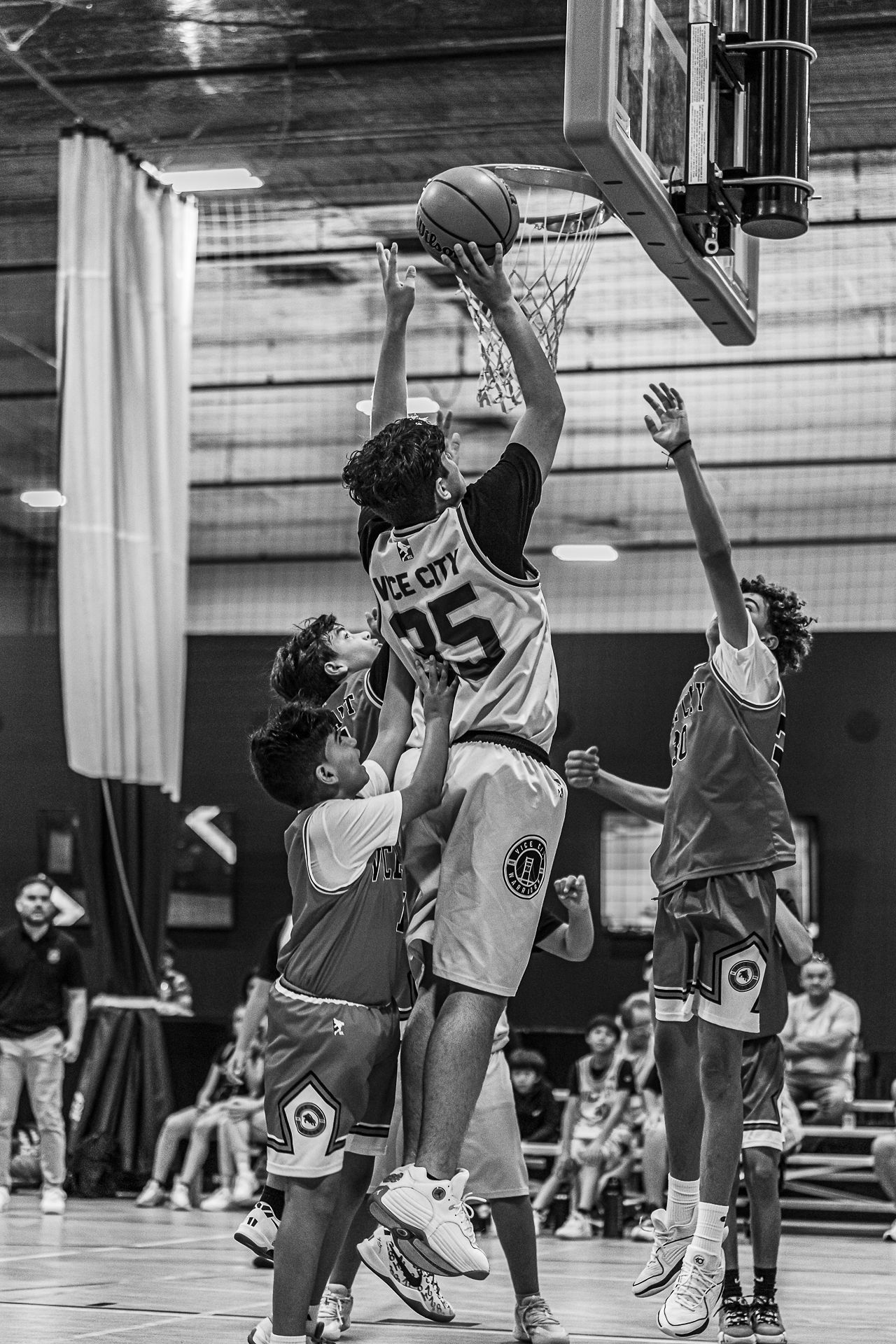 Elite kids and youth basketball academy during practice and training in the community of Kendall near Miami, FL.