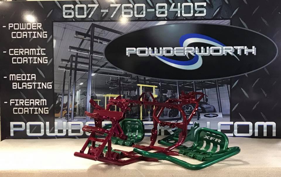 A sign for powder coating ceramic coating media blasting and firearm coating