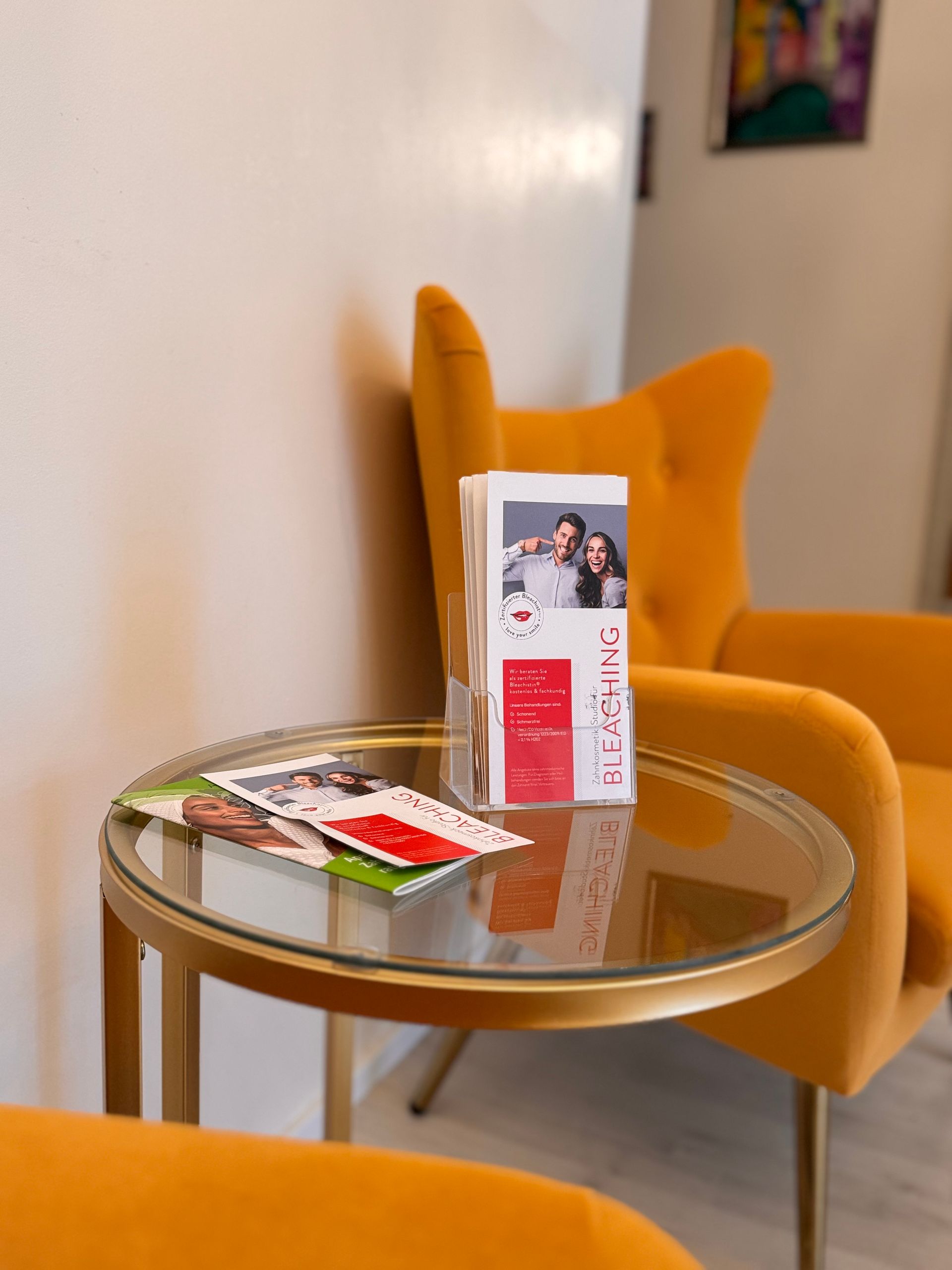 A glass table with a book on it that says researching