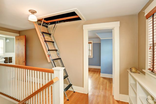 Retractable attic ladder professionally installed by A1 Handyman in Boise, ID providing safe and convenient attic access