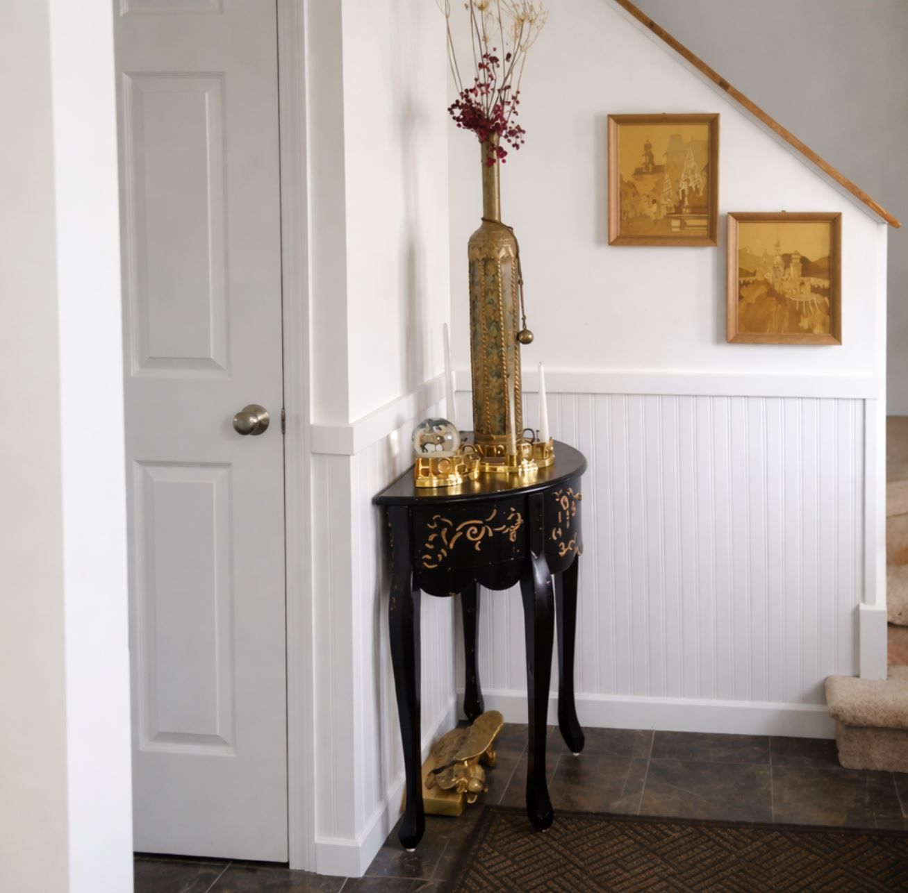 White beadboard wainscoting installation with chair rail and baseboard trim in a Boise, ID home