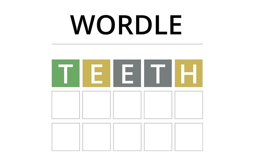 A picture of a wordle game with the word teeth.