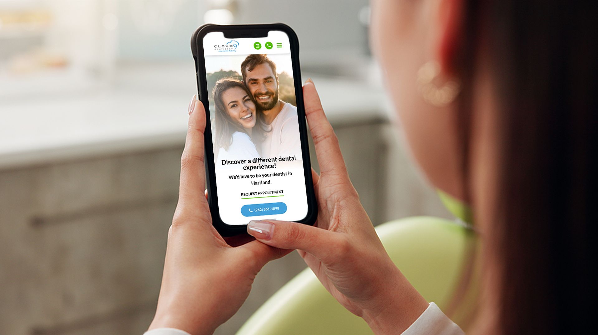 Person viewing a high-converting dental practice website created by Patient News, specialists in SEO-driven dental web design