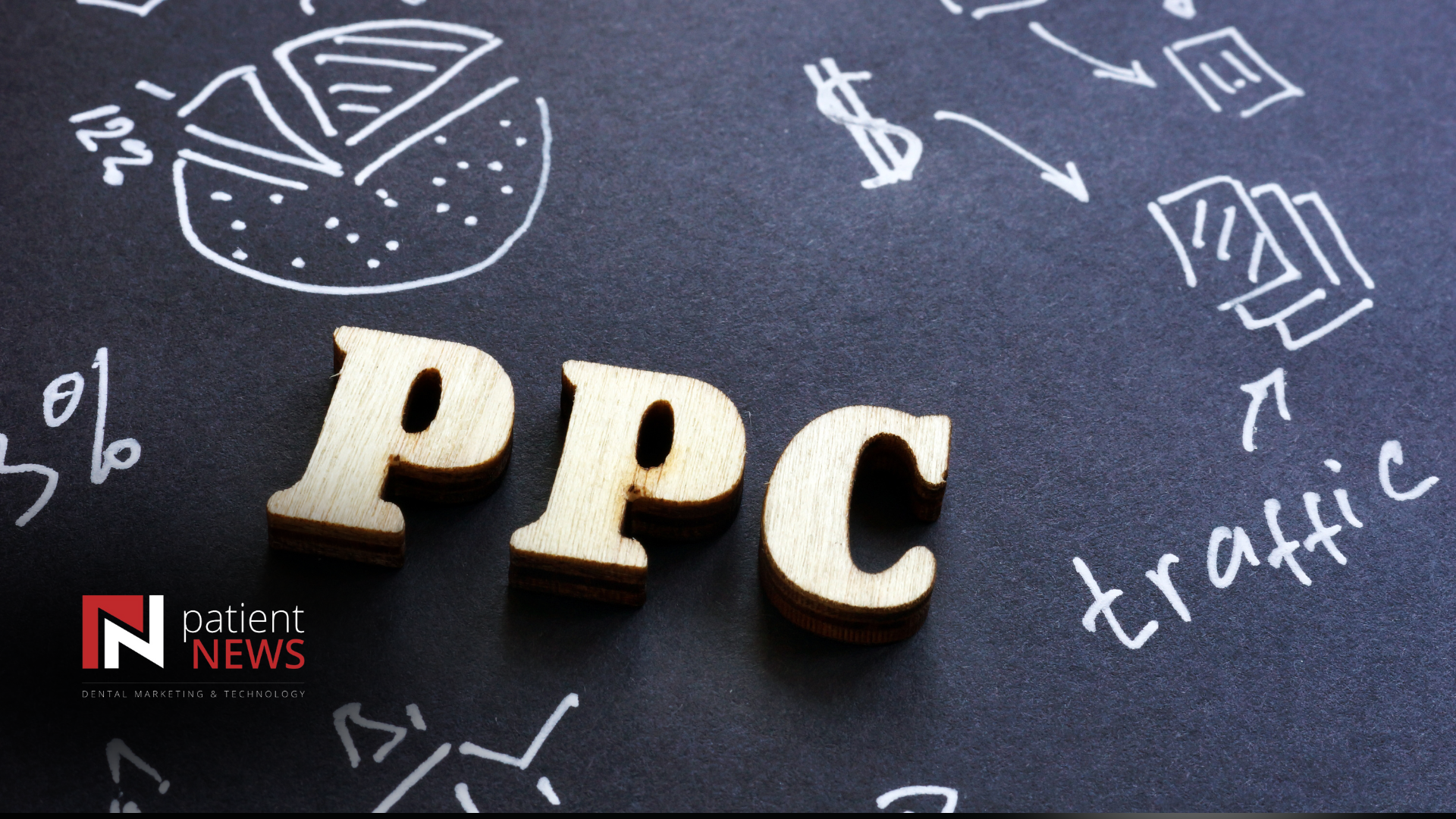 The word ppc is written in wooden letters on a blackboard