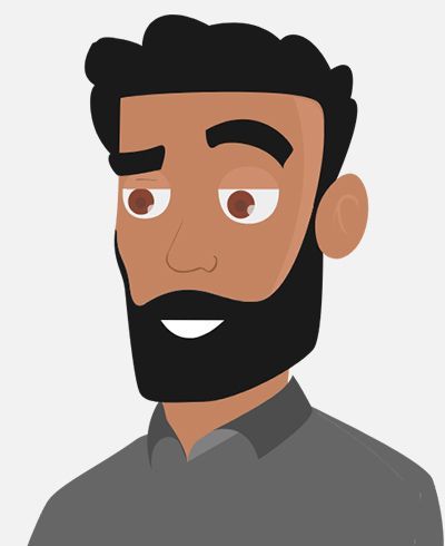 A cartoon illustration of a man with a beard and mustache.