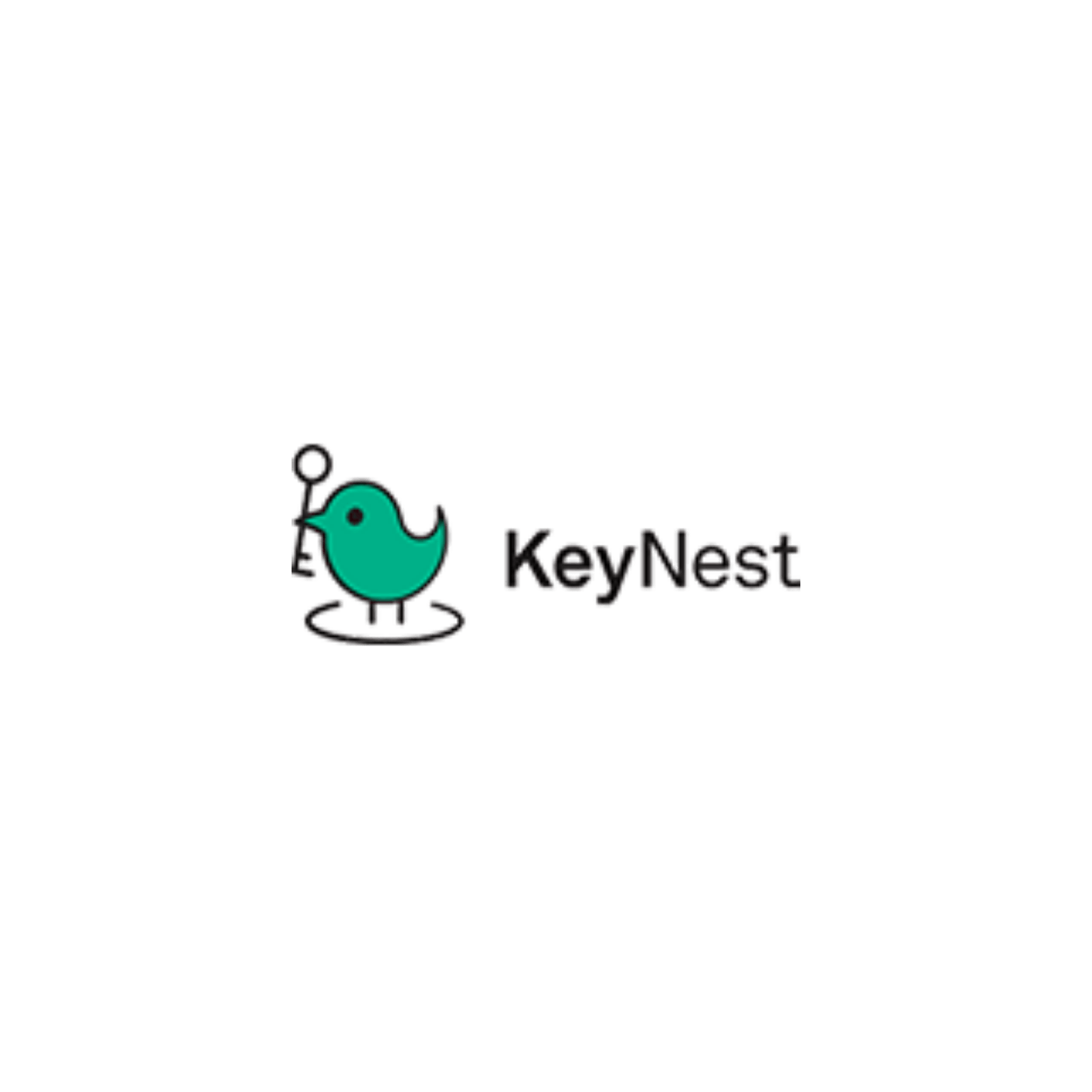 A key nest logo with a bird holding a key.