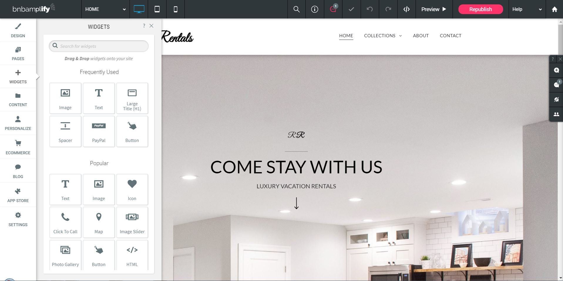 A screenshot of a website that says `` come stay with us ''.