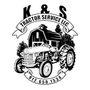 K & S Tractor Service LLC logo featuring a tractor in front of a barn and trees, with a phone number.