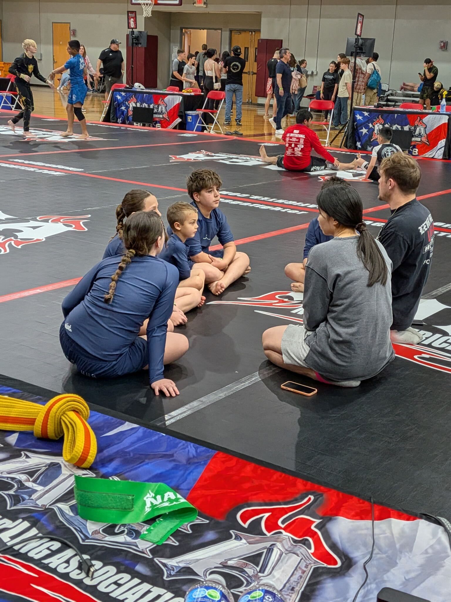 Kids training No-Gi grappling at Jiu-Jitsu Hub in Georgetown, Texas, building confidence and safe self-defense skills.
