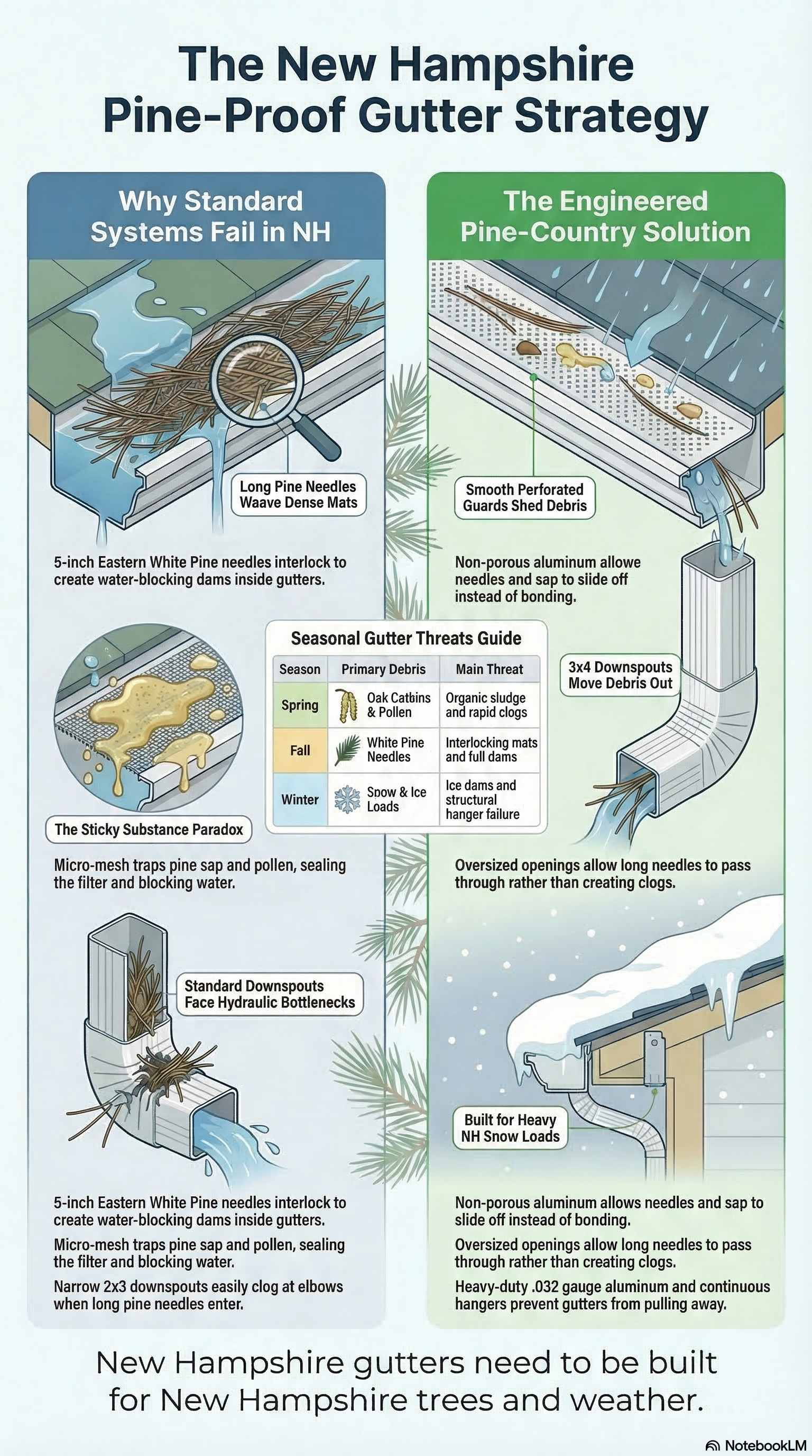 Perforated aluminum gutter guard installed on K-style seamless gutter in NH home