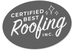 Certified Best Roofing Inc. logo: white cursive 