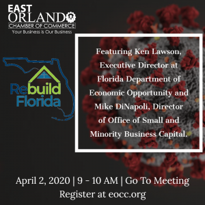 Event flyer: East Orlando Chamber of Commerce. Featuring Ken Lawson & Mike DiNapoli. April 2, 2020.