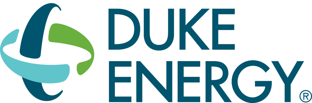 Duke Energy logo: abstract symbol with blue, green, and light blue arcs; text