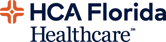 HCA Florida Healthcare logo with an orange cross and navy blue text.