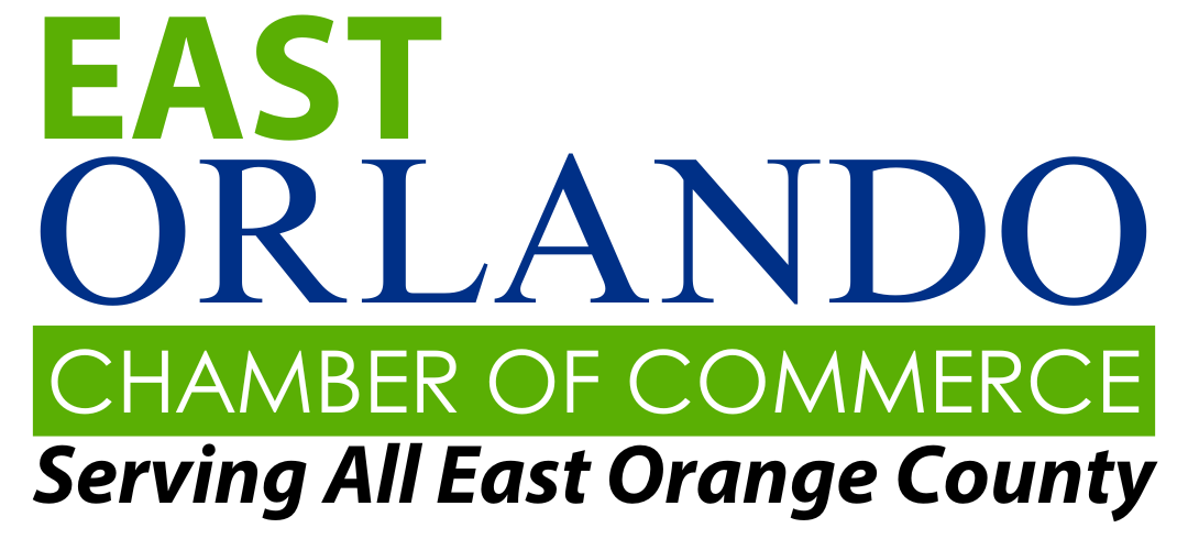Logo for East Orlando Chamber of Commerce. Green