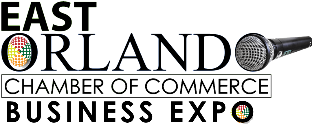 East Orlando Chamber of Commerce Business Expo logo with microphone and logo graphic.