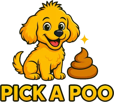 Cartoon dog with a pile of poop next to it, with the words 