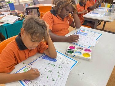Students working in classroom