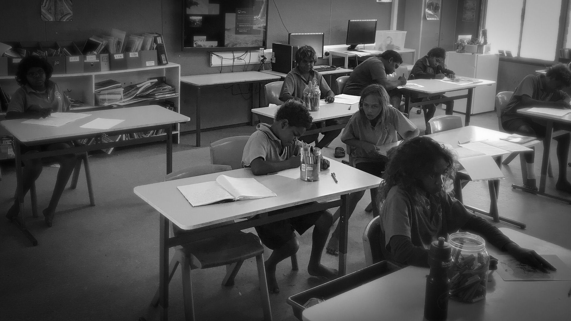 JPP School students sitting at desks