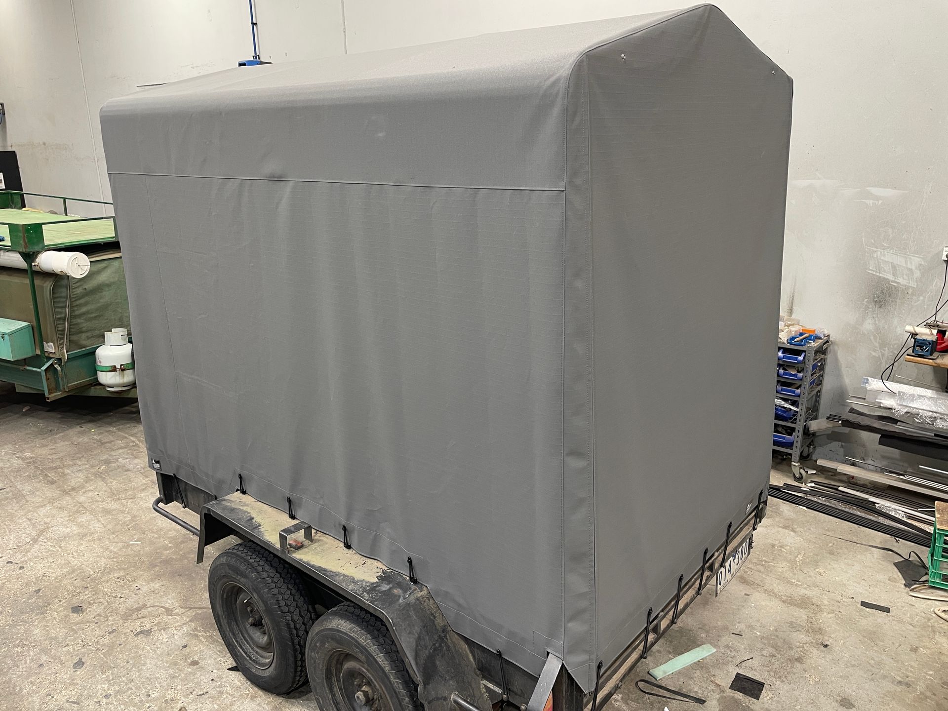 Trailer 8x5 replacement slate canvas canopy with 2 rear zips and 2 side aluminium rails