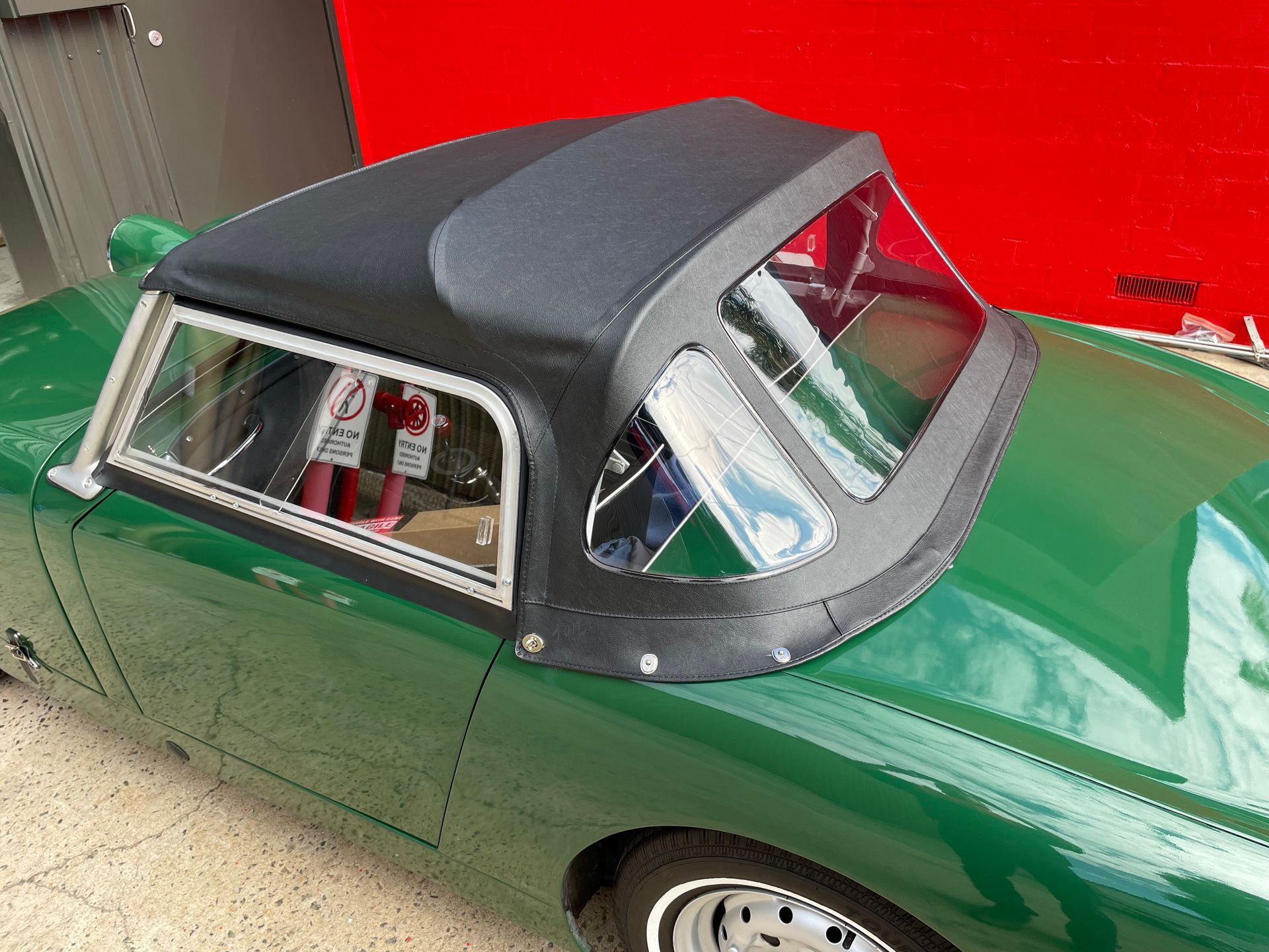 Austin Healey Sprite black vinyl soft top