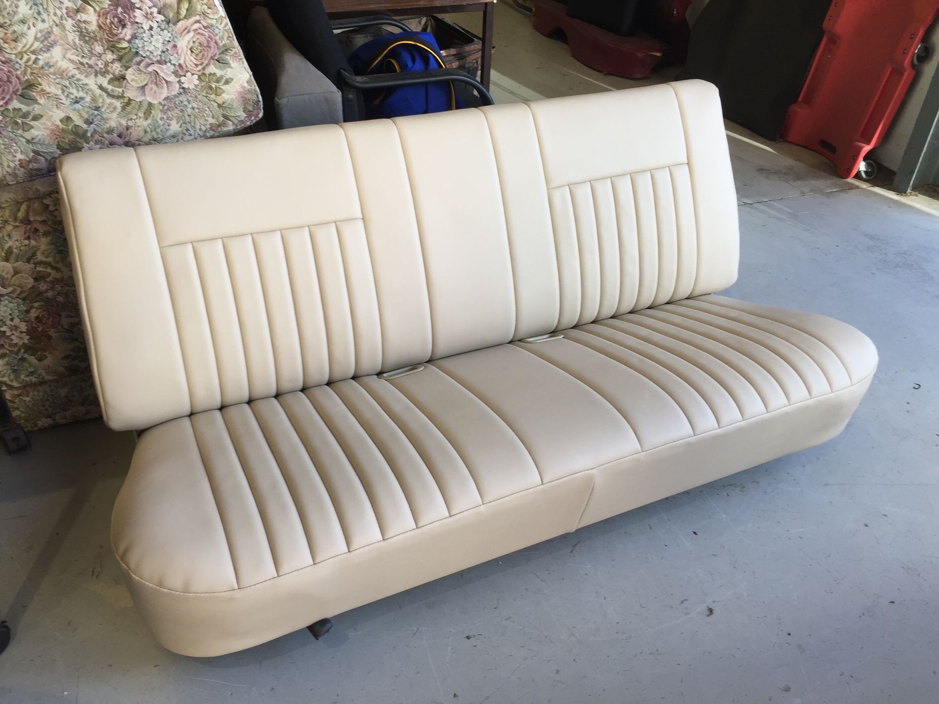 Beige bench seat